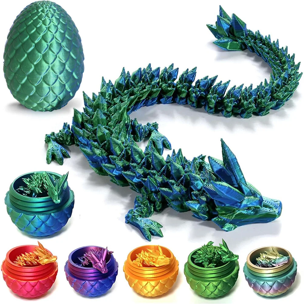 Full Articulated Dragon 8.7 Inch Articulated Dragon with A Egg 3D Printed Gem Dragon Toy Decompression Creative Toys