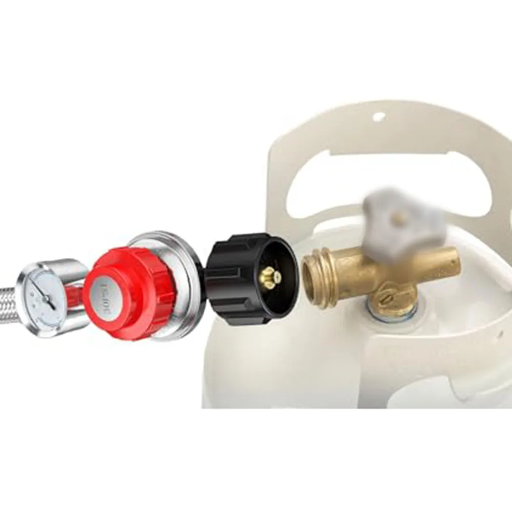 0-30 PSI Adjustable High Pressure Propane Regulator With Gauge For LP Gas Grill, Burner, Turkey Fryer With 3/8 for flare X 1/8