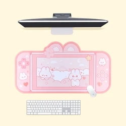 Extra Large Kawaii Gaming Mouse Pad Cute Pink Sakura Bunny XXL Desk Mat Water Proof Nonslip Laptop Desk Accessories