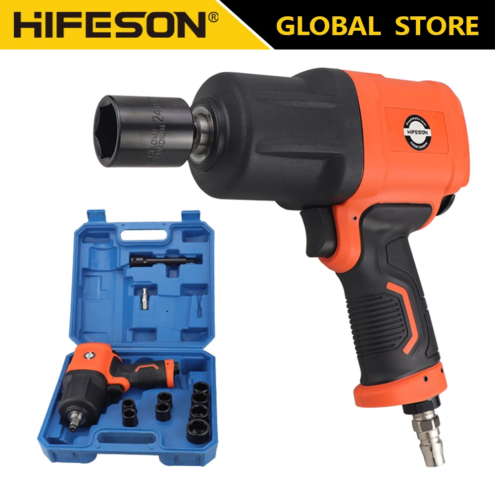Hifeson 1800n.m ar Pneumático Chave de Impacto Resistente Chave de Impacto Industrial Grau Chave de Impacto Pneu Remoção da Bicicleta Ferramenta de Reparo Automóvel
