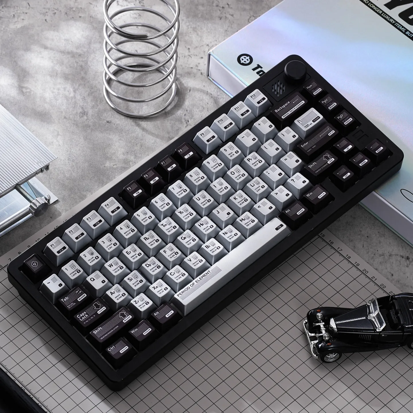 TapTempo Catalyst Keycaps Set Cherry Profile Metallic Paint Glossy Black Silver Elegant PBT Keycaps For MX Mechanical Keyboard