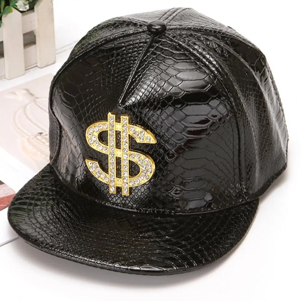 Lightweight Baseball Hat Crocodile Skin Texture Rhinestone Decor Baseball Cap with Cash Sign Buckle Hop Street Dance for Outdoor