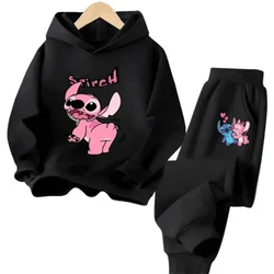 Dziecięce bluzy z kapturem na wiosnę i jesień 2-12 lat Chłopcy i dziewczęta Casual Sports Dwuczęściowy zestaw z nadrukiem 2D Cartoon Anime Top+Pants