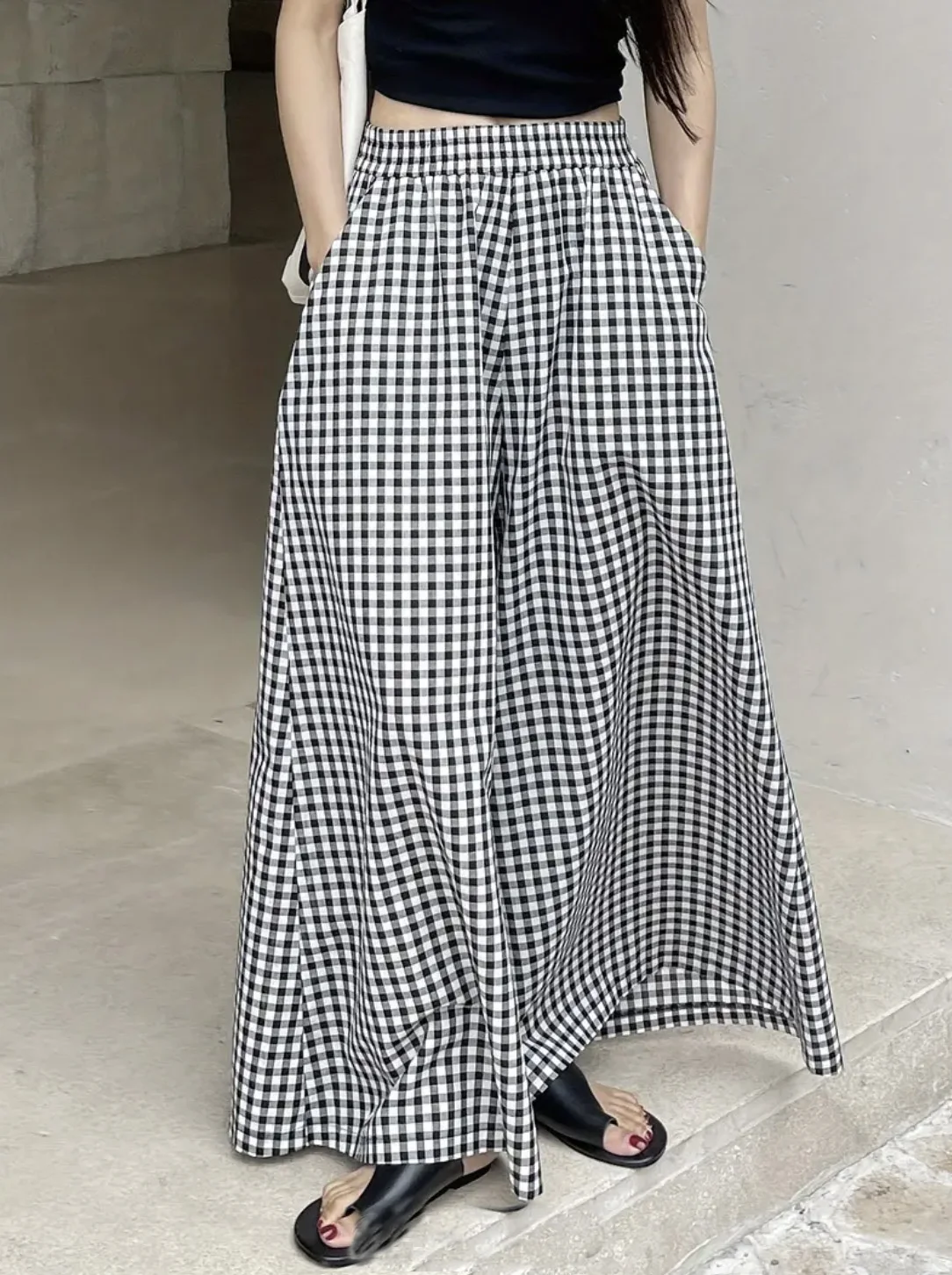 Dames Geruite Casual Mode Elegante Japanse Europese En Amerikaanse Herfst-En Winterbroek