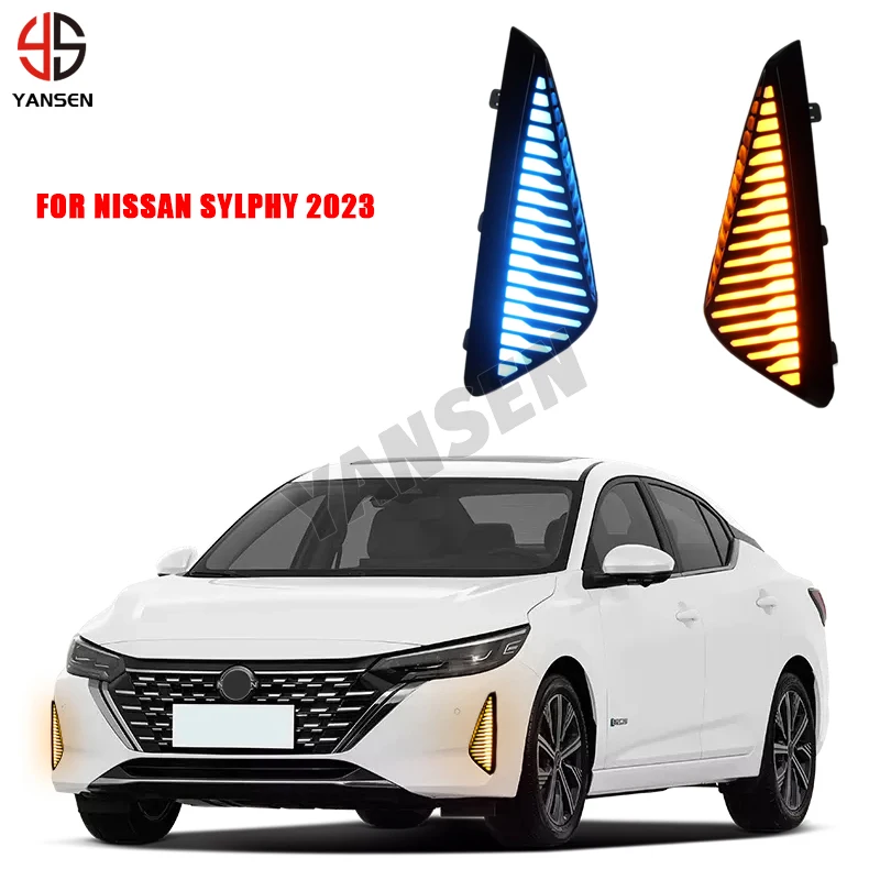 LED Fog Lamps DRL For Nissan Sylphy 2023 Dynamic Daytime Running Lights Turn Signal Lamp Daylights Motif Lights