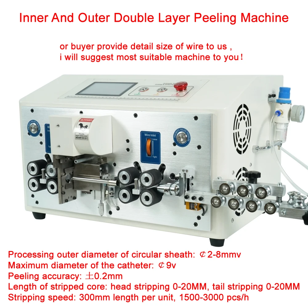 

SWT-608-YHT6-4-6-8 Wheel High Speed Round Sheath Inner And Outer Double Layer Peeling Machine Touch Screen Control