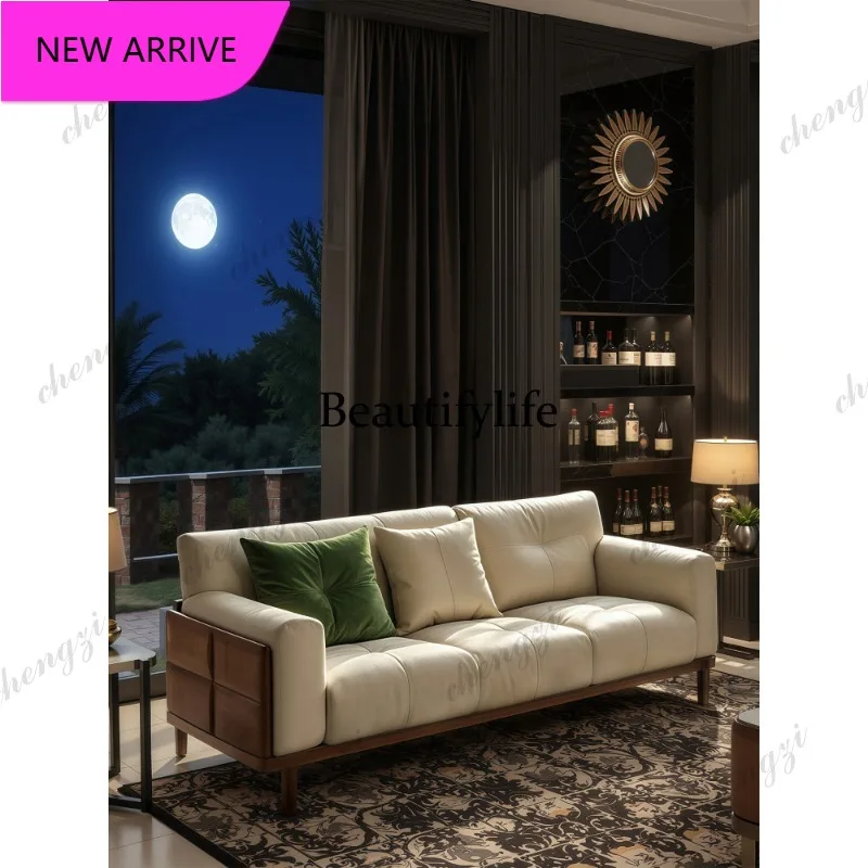CC Solid wood sofa for living room, new vertical row custom black walnut sofa, new Chinese style