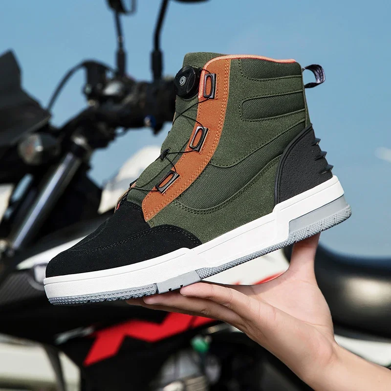 

Wear-resistant Riding Leather Motorcycle Shoe High Top Casual Motorcycle Shoes Fashionable and Trendy Anti Slip Motorcycle Boots
