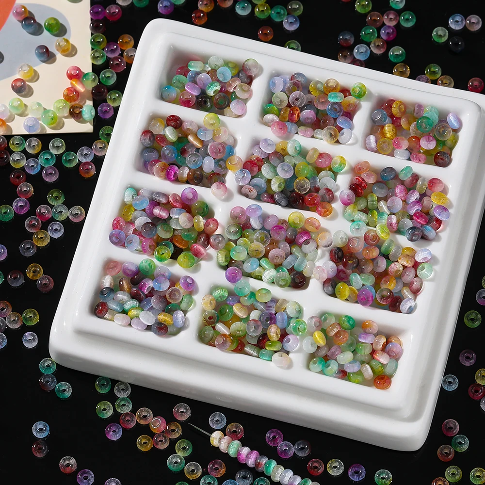 100 قطعة/الوحدة 2.5*4 مللي متر الزجاج الملون البذور الخرز القط العين فضفاض خزر عازل ل سوار ذاتي الصنع قلادة صنع المجوهرات اكسسوارات #5