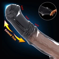 Extensions 7cm Penis Sleeve Male Enlargement Delay Condom Dildo Cock Ring Cover Adult Supplies Gay Massager Sex Toys For Men 18+