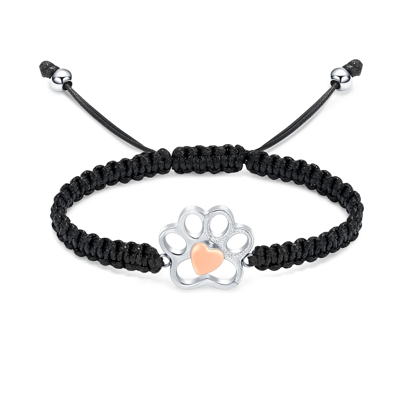 Ashes Urn Bracelet Memorial Jewelry Length Adjustable Paw Urns Cremation Bangle For Pet Ashes Braided Rope Keepsake Women Men