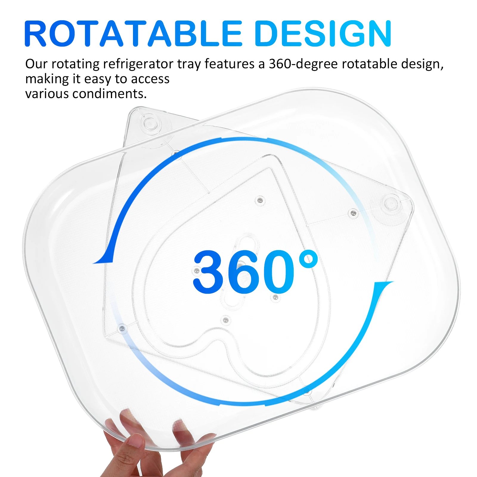 

1pcs 360 Degree Rotating Fridge Tray Organizer Transparent Spice Rack Condiment Holder For Cabinet Pantry Storage Large Size