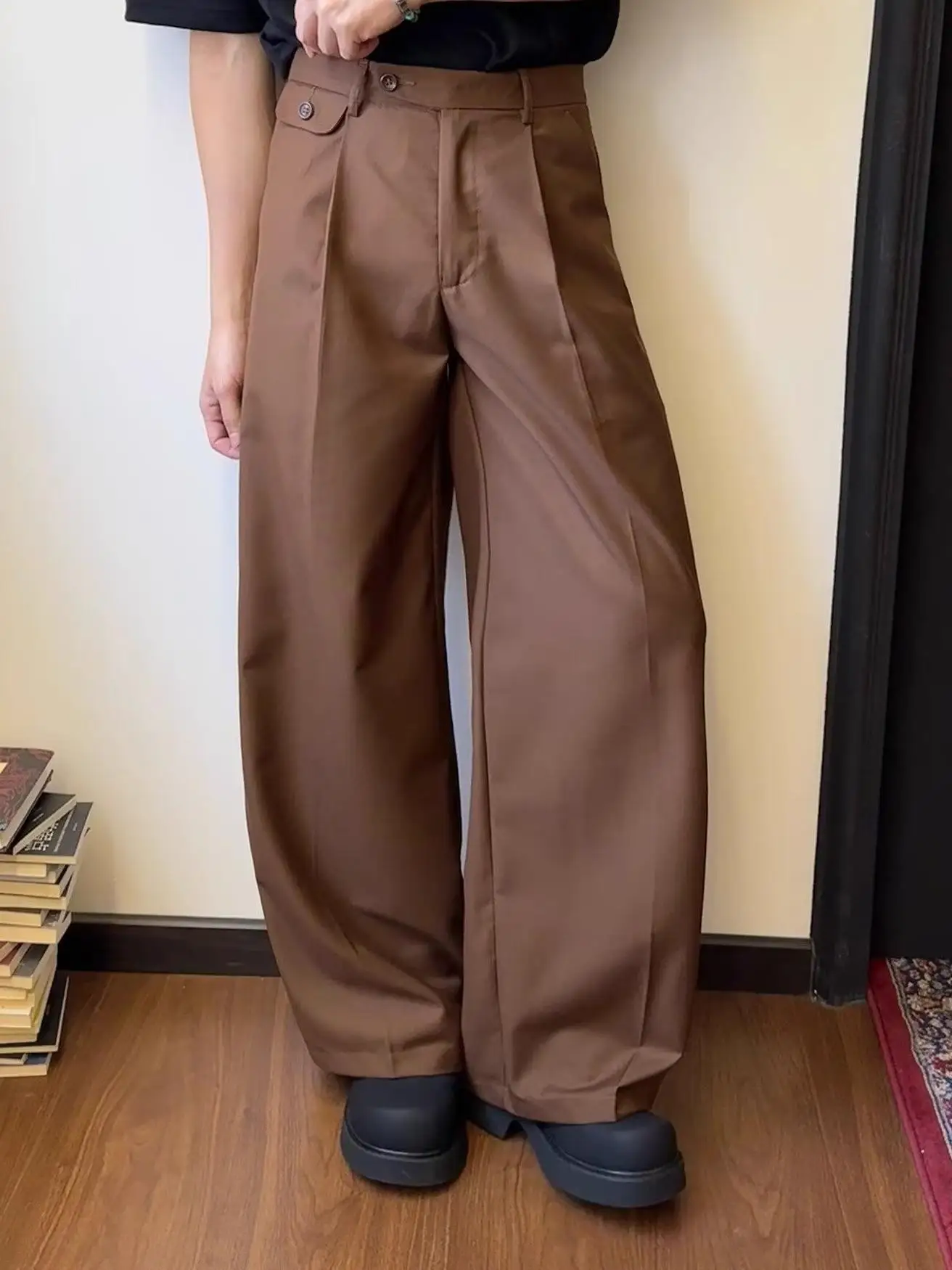 

Loose Straight Leg Men's Pants Spring Autumn Korean Version High Waist Wide Leg Long Trousers Vintage Japanese Sle Casual