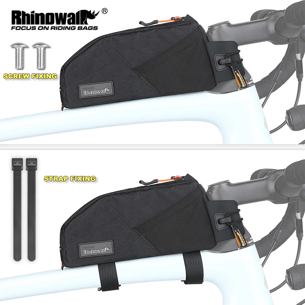 Rhinowalk Bike Top Tube Bag Water-Resistant Bicycle Frame Pack Screw Or Strap Fixing Cycling Bikepacking Fit For Mtb&Road Bike