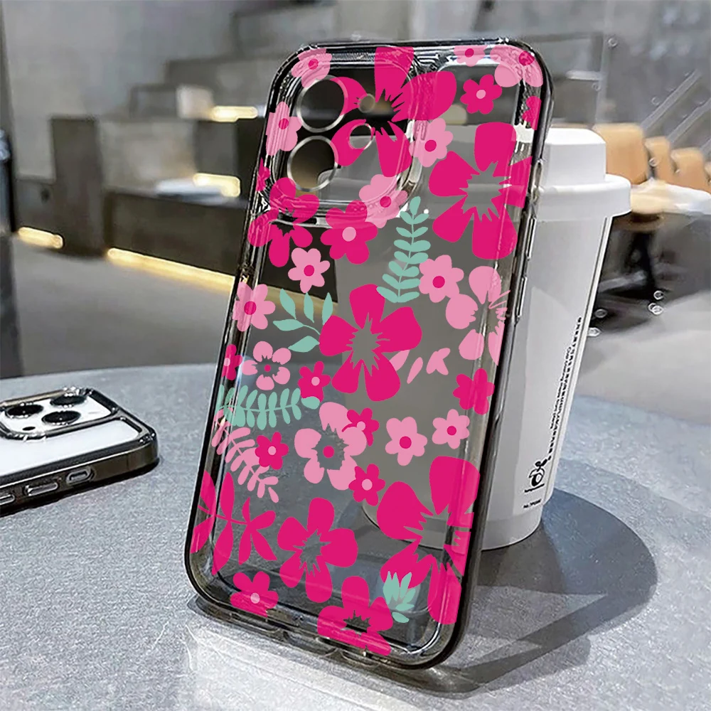 Funda de teléfono transparente con flores para iPhone 17 16 Pro Max, Funda transparente para iPhone 11 15 12 13 14 Pro Max 17 Air 17pro 17 Max