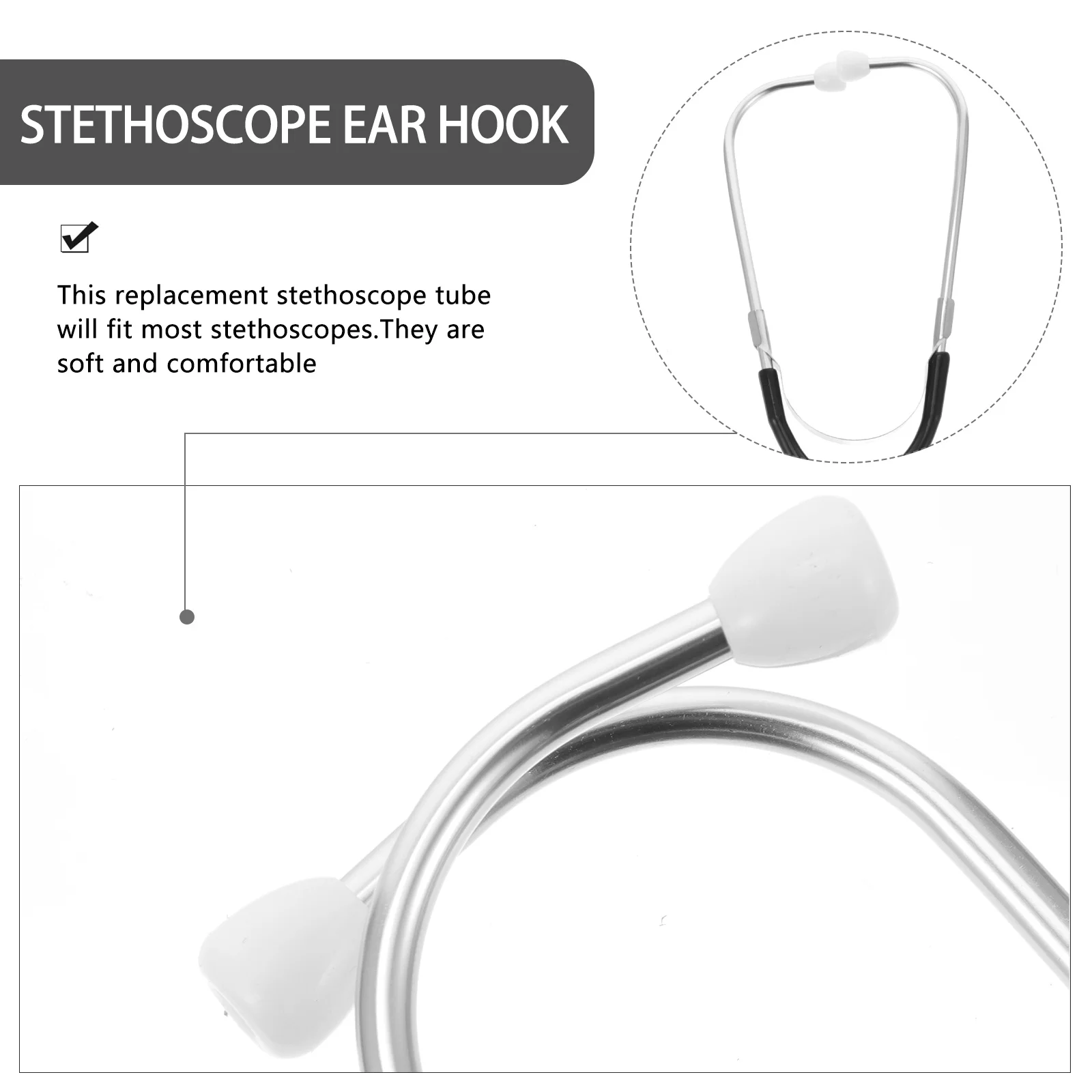 

2pcs Stethoscope Replacement Tube Binaural Pvc Hose For Sensitive Skin Superior Sound Transmission Stethoscope Accessories