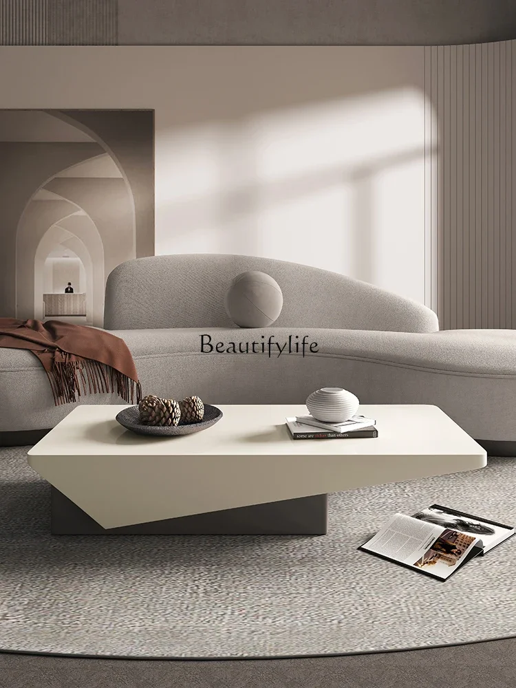 Rock slab coffee table modern simple small apartment living room creative high-end light luxury wabi sandy wind home