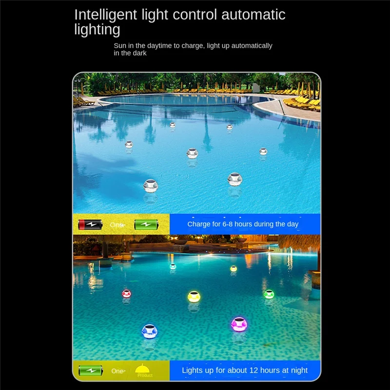 AF90-1 PCS LED Lampada solare galleggiante Lampada da piscina impermeabile Cambia colore Decorazione da giardino Luci da prato per laghetto fontana