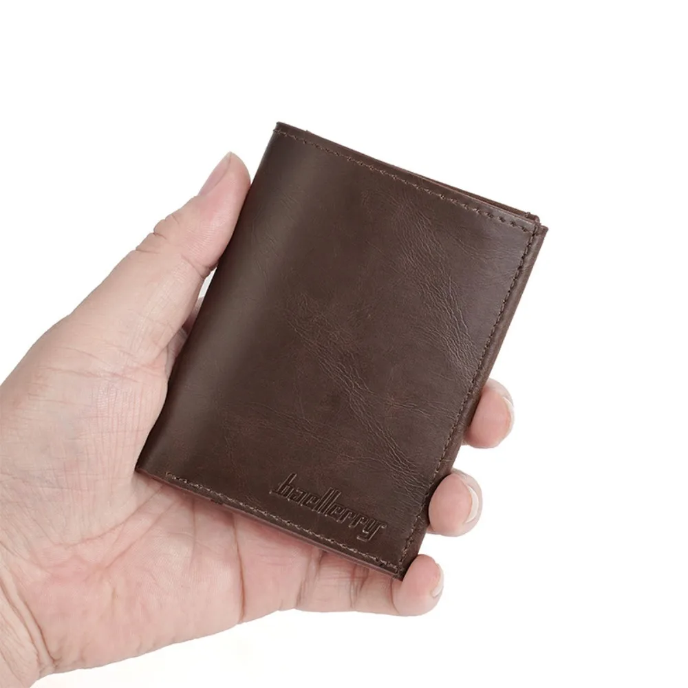 PU レザー 3 つ折り財布 ブラック コーヒー ブラウン アーバン レクリエーション スタイル メンズ ショート ウォレット ソリッド カラー クレジット カード ケース