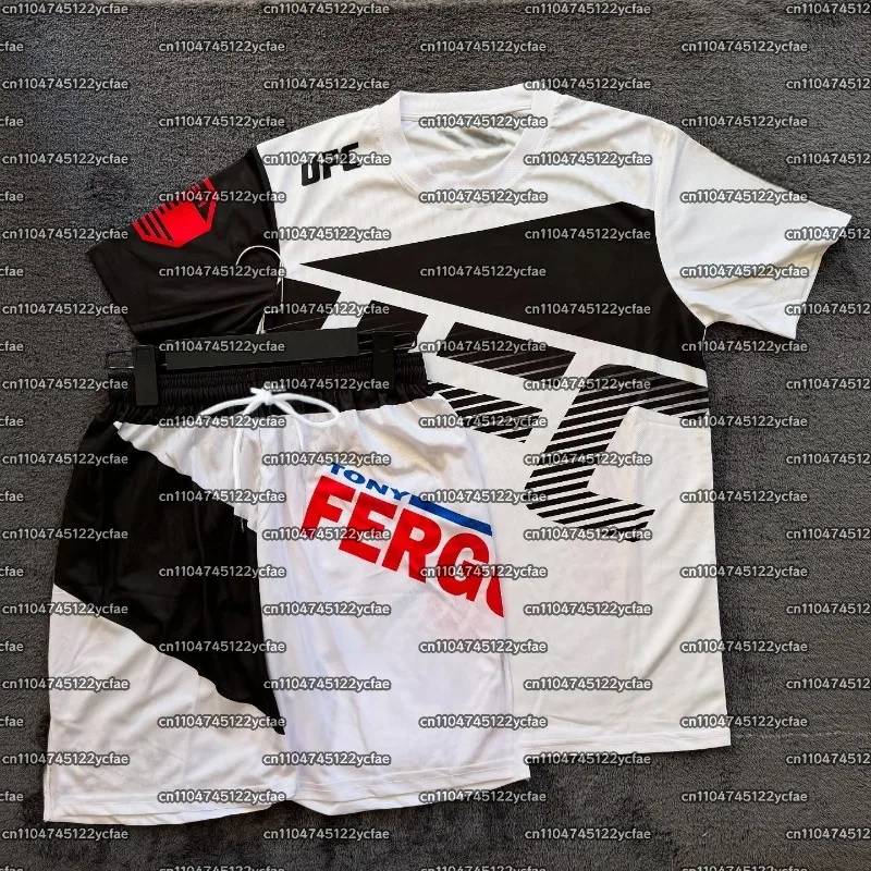 

UFC 2025 New Boxing Fighting Training Short Sleeve Shorts Men Women's Loose Breathable Quick Drying Sweat Absorbing Sports Set ﻿