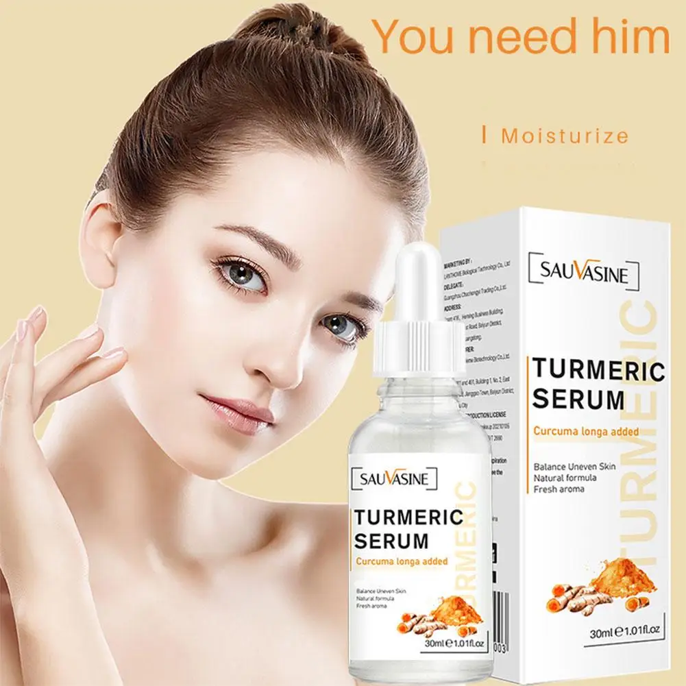 Turmeric Essential Oil Facial Repair Serum Anti-Wrinkle Lifting Firming Face Moisturiz Brighten Essence for Dark Spot Corre X7H3