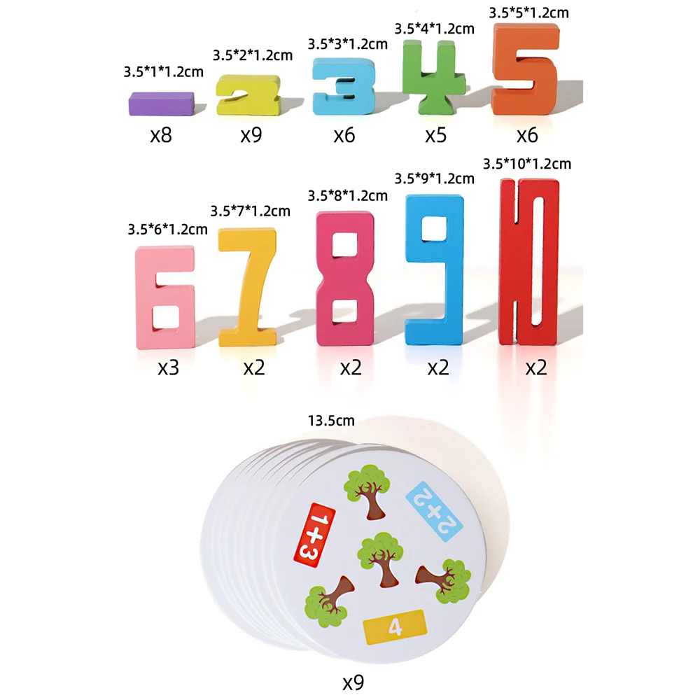 Blocchi di costruzione con numeri in legno, gioco di equilibrio puzzle digitale precoce Gioco sensoriale per giocattoli educativi per l'apprendimento prescolare