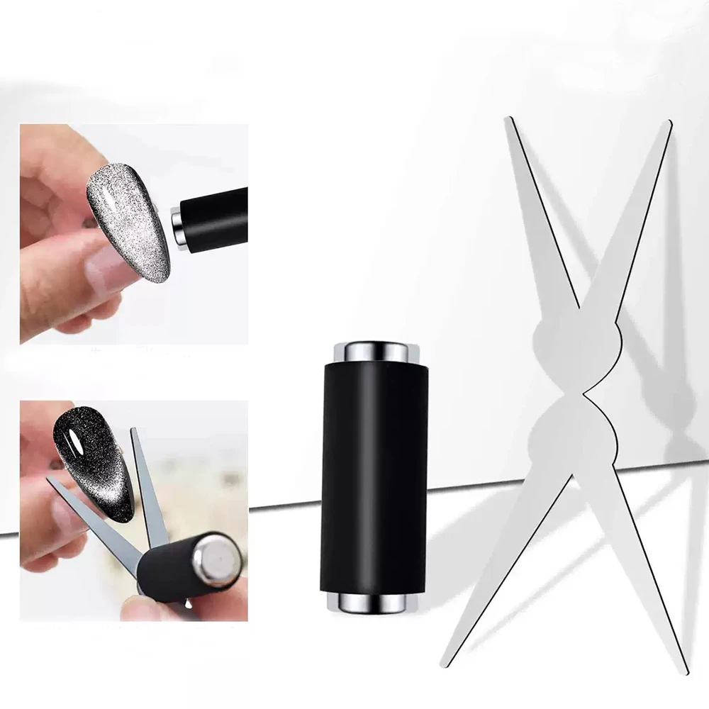 

2Pcs Double-headed French Cat Eye Nail Magnetic Set Cylindrical Magnet V-Shape Auxiliary Tool Strong French Effect Nails Magnet#