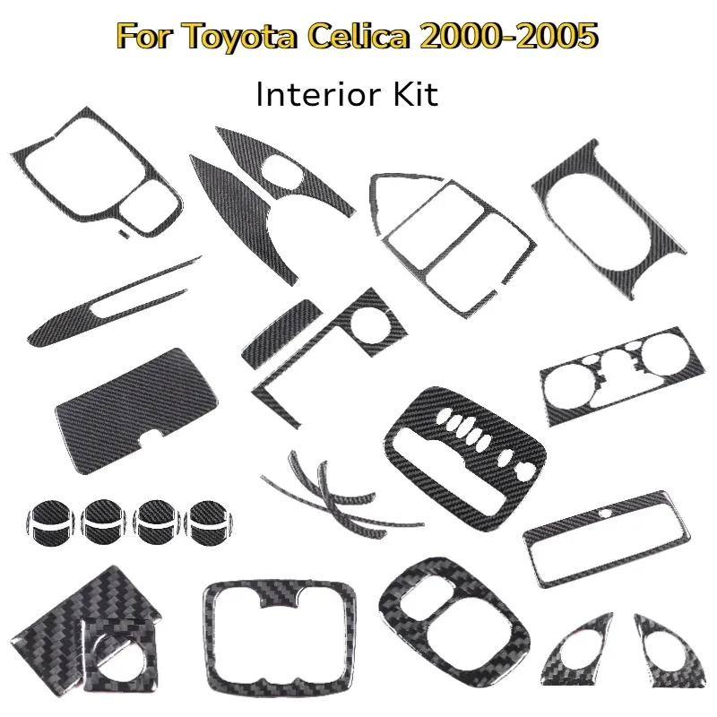 

Для Toyota Celica 2000-05: Комплект отделки салона из мягкого карбона для панели управления кондиционером и рычага КПП, аксессуары для автомобиля