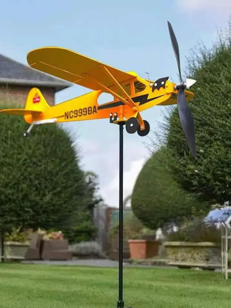 Red Metal Airplane Wind Directional Outdoor Windmill Rotatable Iron Art Garden Courard Decorative Item Full Flight Brand