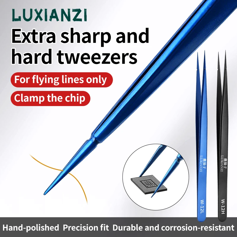LUXIANZI Precision Straight Industrial Tweezers Stainless Steel Forceps Phone Mainboard Repair Jewelry Handcraft DIY Tools`