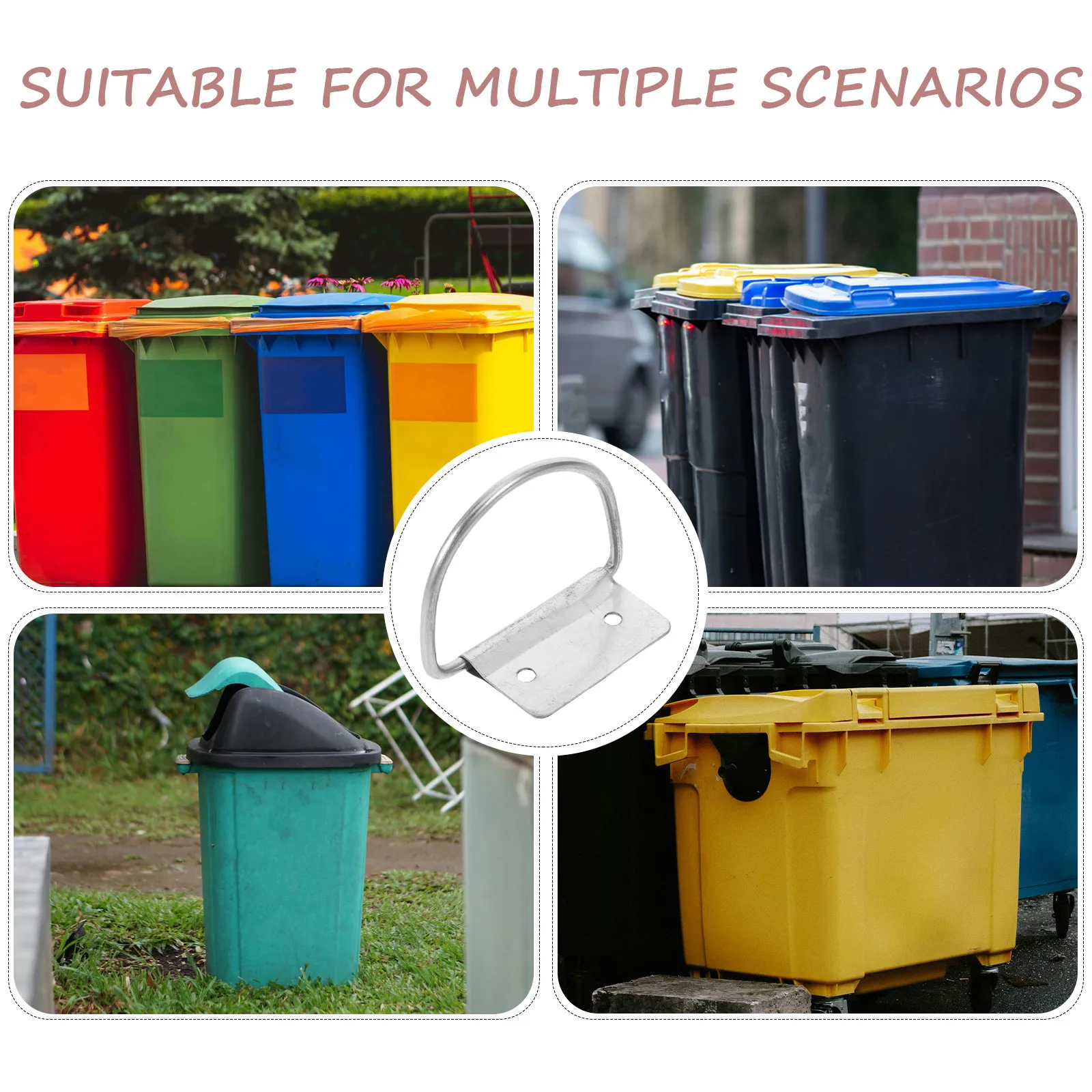 Trash Can Handle Replacement 10Pcs Heavy Duty Galvanized Metal Pull Rings for Garbage Bins Buckets Toolboxes