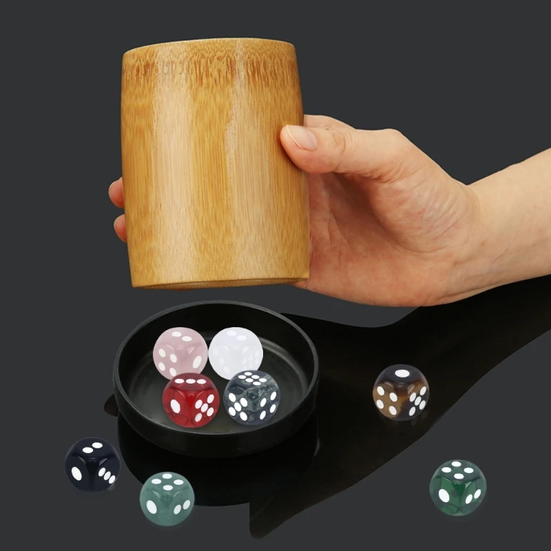 Natural Stone D6 Dice Handmade Carve Gems Rose Quarts Healing Crystal Reiki Energy Dice Bar Party Club Pub Board Table Games