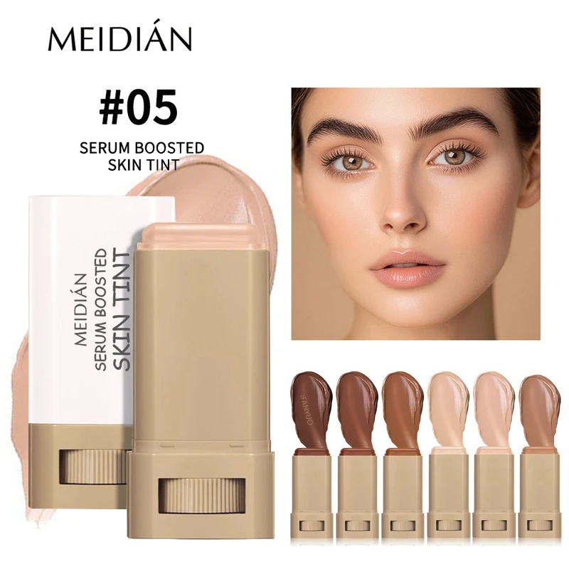 Hautfarbener Foundation-Stick in 6 Farben mit Serum-Boost, Seidiger Textur, Feuchtigkeitsspendende Abdeckung, Concealer-Basis, Gesichtskontur-Stick Make-up – Detail 1