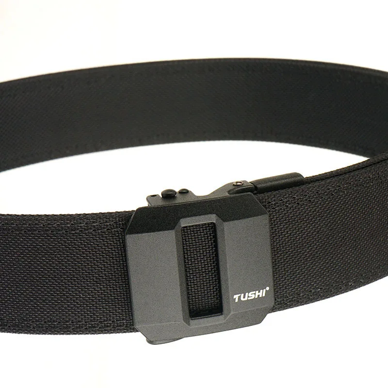 TUSHI Merk Hard Tactical Gun Riem Heren Metalen Automatische Gesp Dik Nylon 3.8 CM Breed Casual Sport IPSC Gordel mannelijke