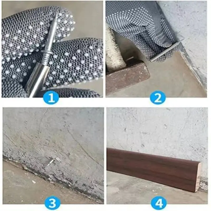 HITL 100 Uds hilo de rodapié de doble cabeza clavo sin costuras, línea de rodapié sin marcas de uñas, clavo sin costura con herramienta de manga de clavo