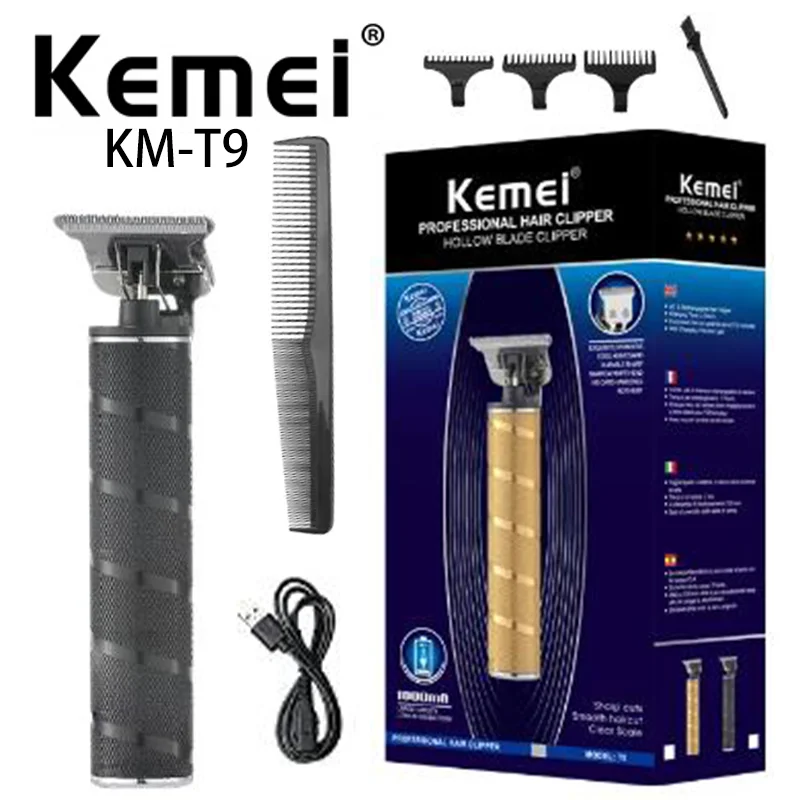 

Kemei Electric Hair Clipper KM-T9 Barber Carving Trimmer Professional Hair Clipper Ceramic Blade Cordless ציוד מספרה מקצועי