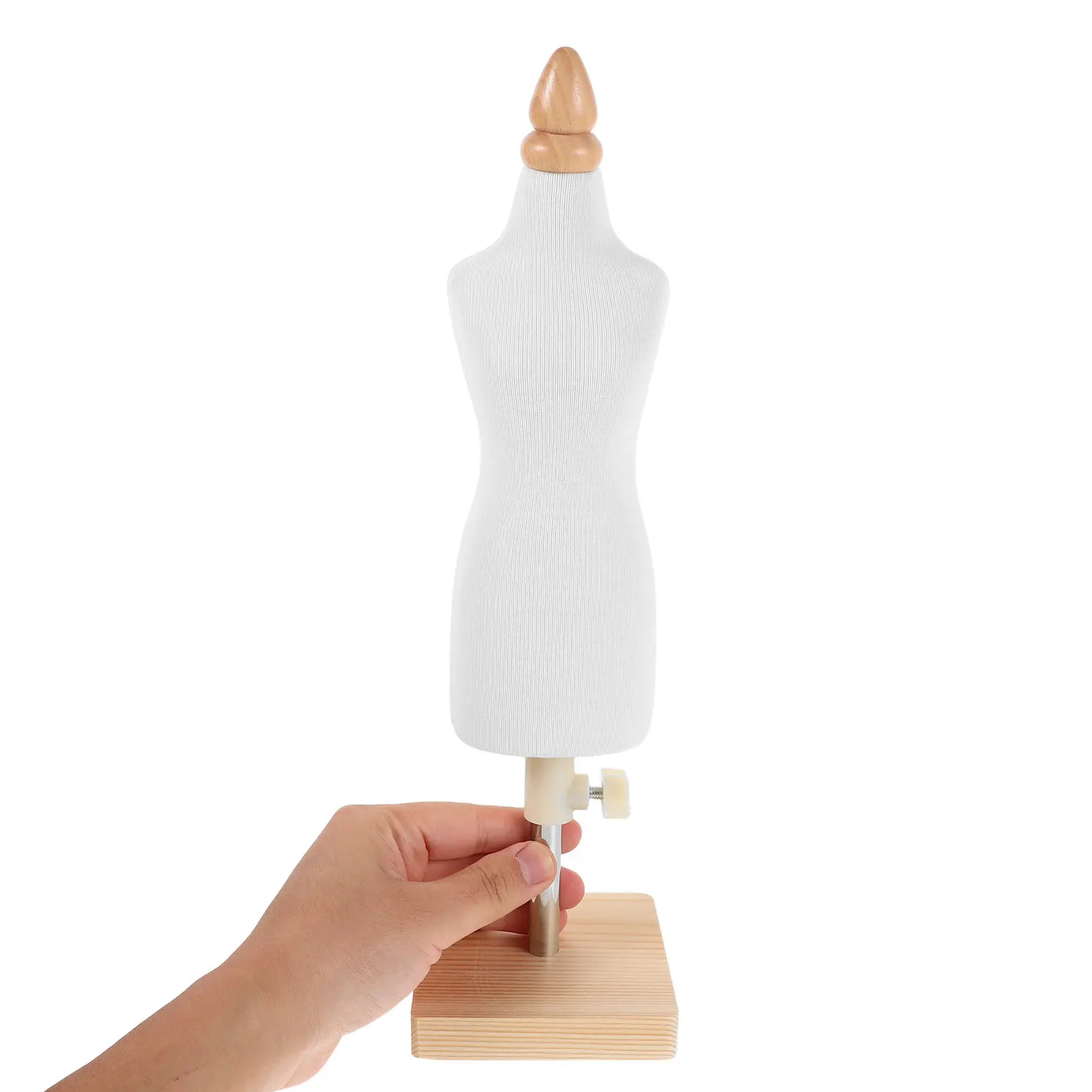 

Female Mannequin Stand Adjustable Dress Wooden Base Sewing Dressmaker Half Body Clothing Display Miniature