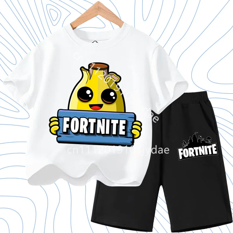 T-shirts Fortress Night Print Tees Gift FortnitesT-shirt Shorts for Boys Girl Tee Pants Set Summer 2pcs Children Clothing Tops