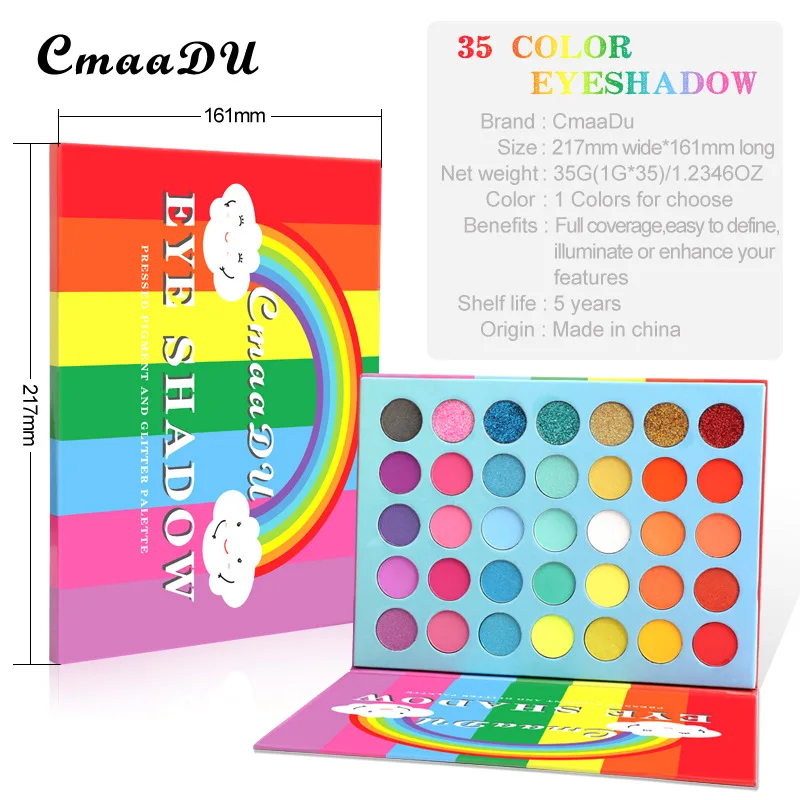 Make-up 35 Farben Pastell Lidschatten Palette wasserdicht Regenbogen Neon Lidschatten Palette bunte Augen dauerhafte Pigment Make-up