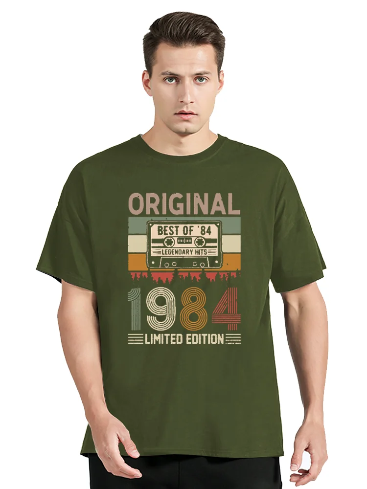 Washed Vintage Original 1984 Limited Edition T-shirt Cotton Men's T Shirt Unisex Tops Oversized Tees Fitness streetwear Graphic