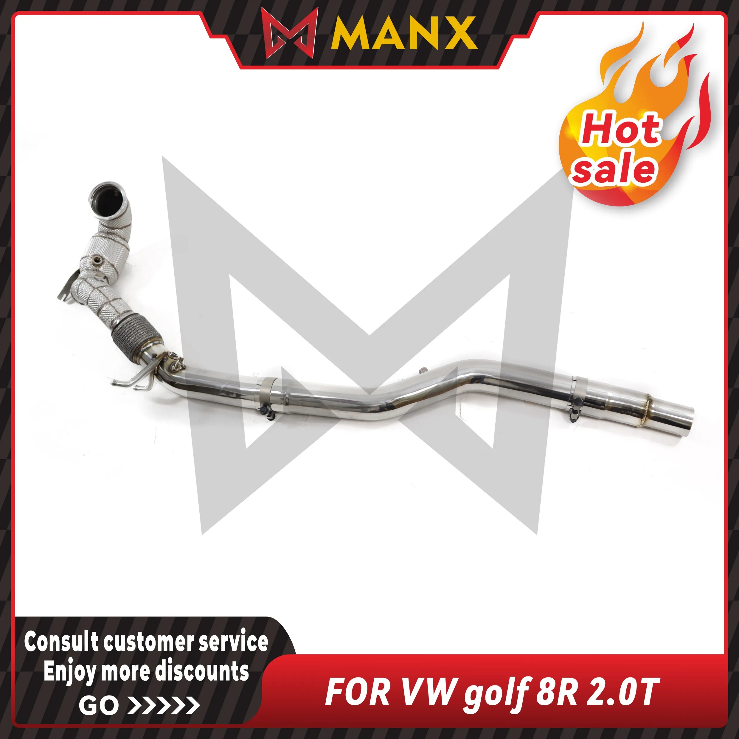 

MANX Car Exhaust system for VW golf 8R 2.0T Catalyzed Downpipe Catless Downpipe Stainless steels Performance exhaust pipe