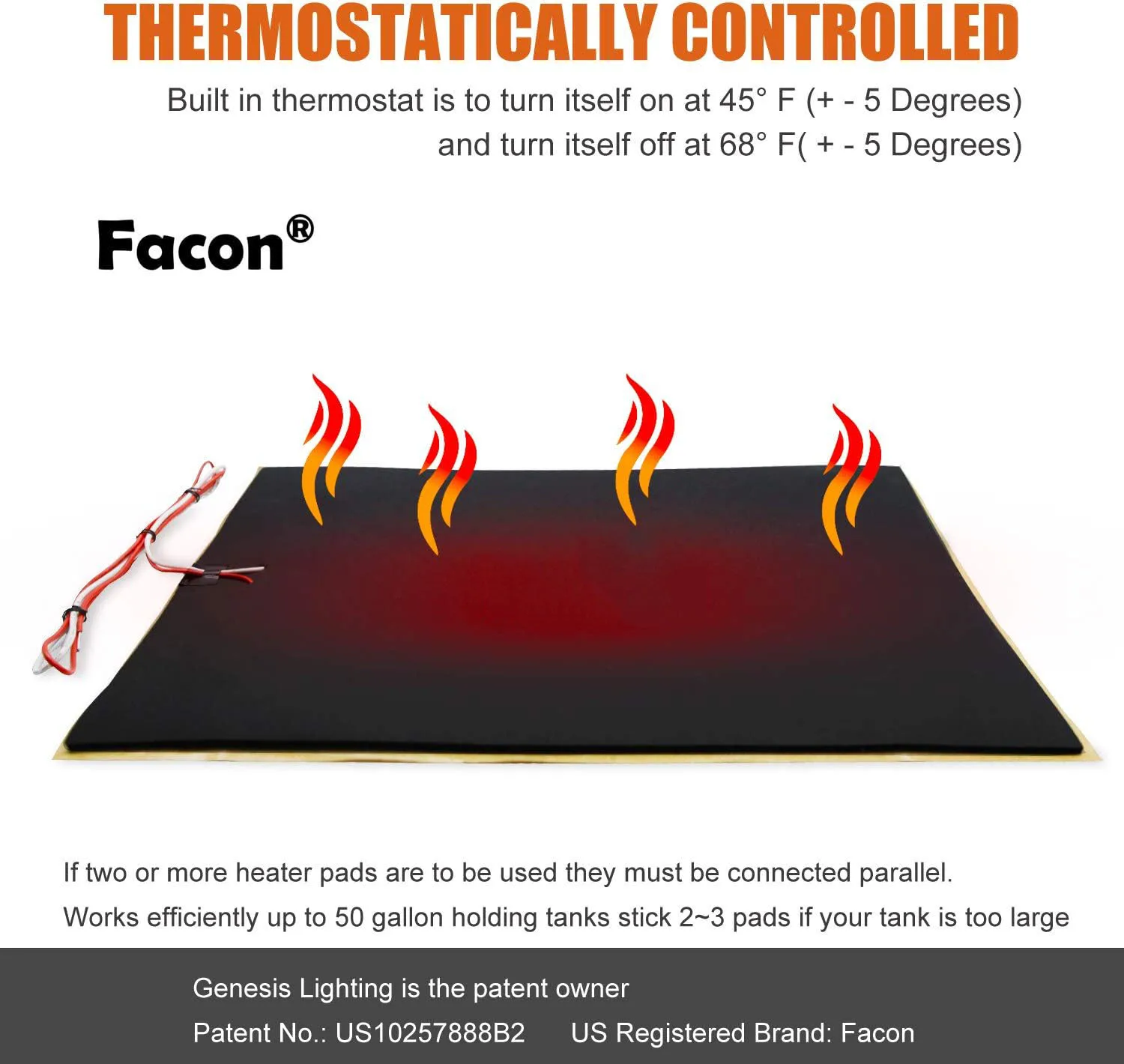 

Нагревательный элемент для бака RV с автоматическим термостатом, подходит для баков на 1-50 галлонов (для чистой/серой/черной воды), 12 В постоянного тока.