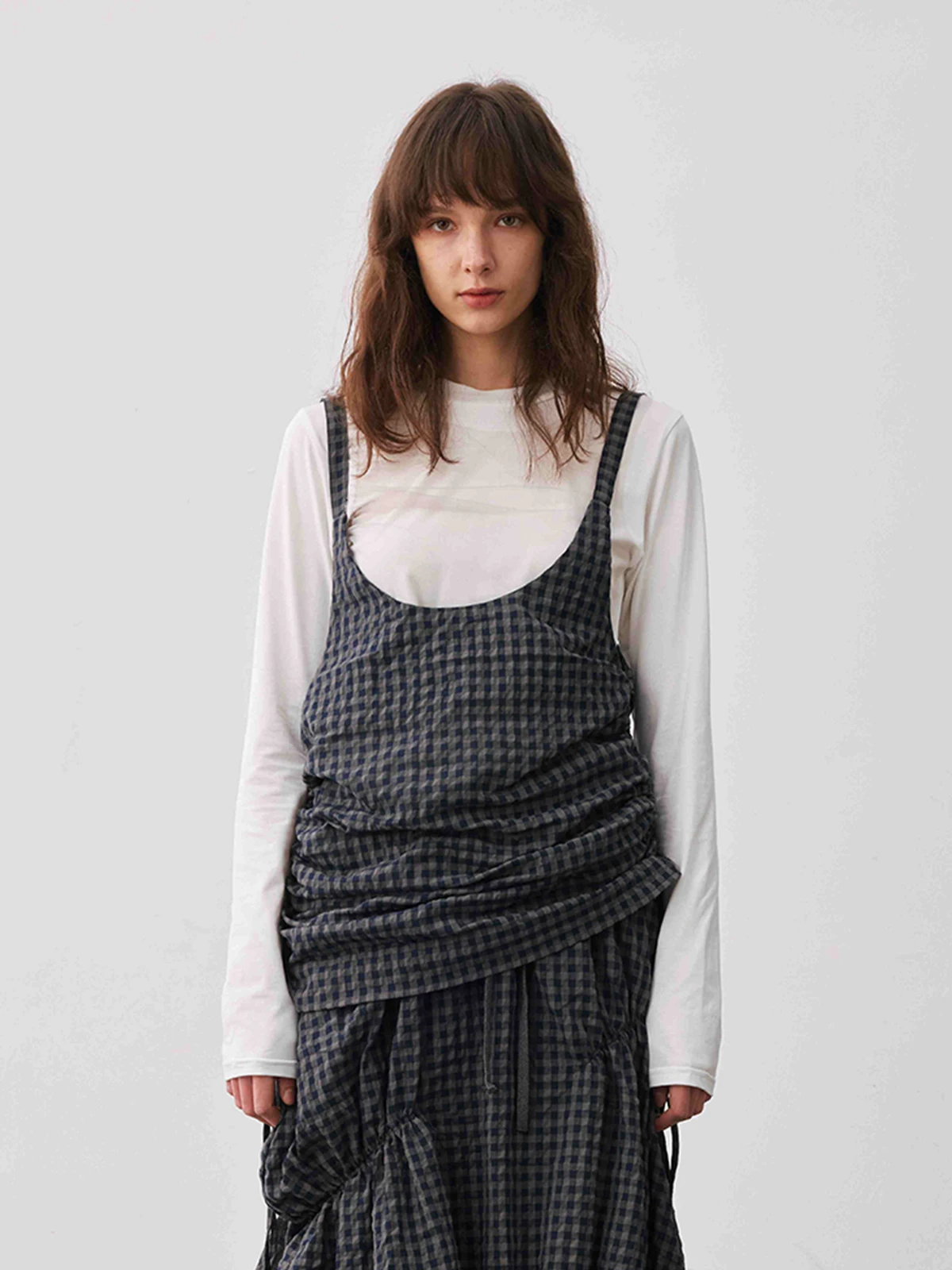 

Бренд Annamoer, простой плиссированный жилет DEARSOCUTE, магазин ручной работы, женская повседневная одежда из смеси хлопка и полиэстера