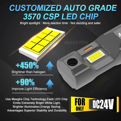 Imagen 2 del producto 24V Led camión 55W H7 H4 H11 faros H1 H8 H9 HB3 HB4 9005 9006 Led Auto lámparas potentes bombillas LED 24V para furgoneta