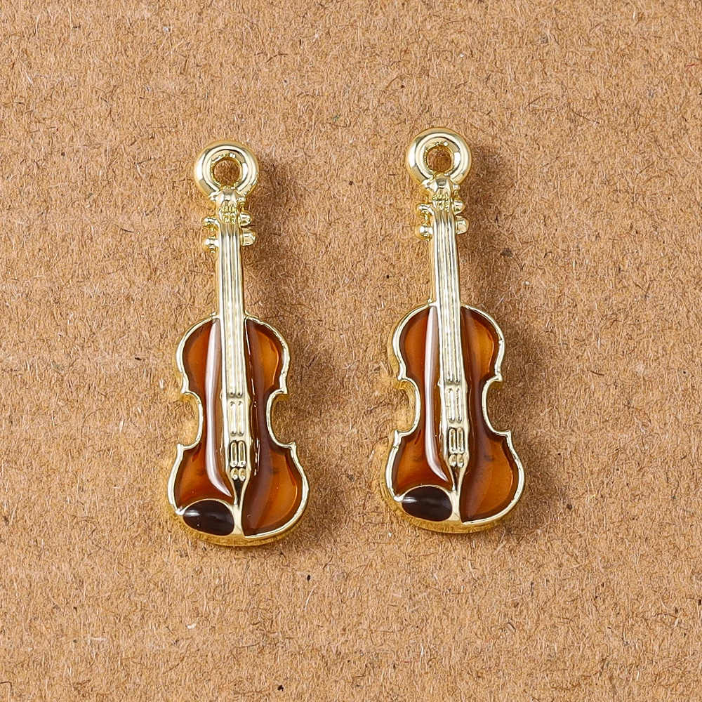5pcs Enamel Alloy Guitar Charms Musical Instruments Pendants for Jewelry Making Earrings Necklace DIY Handmade Accessories