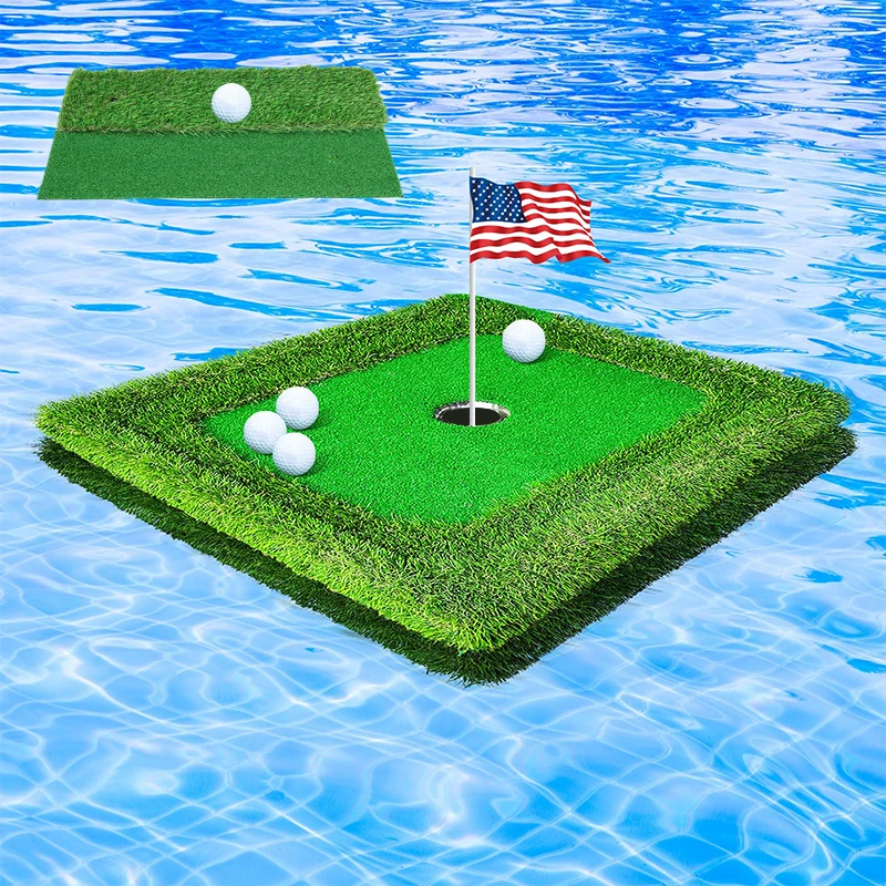 Floating Golf Green 90x60cm Golf Chipping Putting Green Floating Mat Pool Golf Turf Mat Set Pool Golf Game Floating