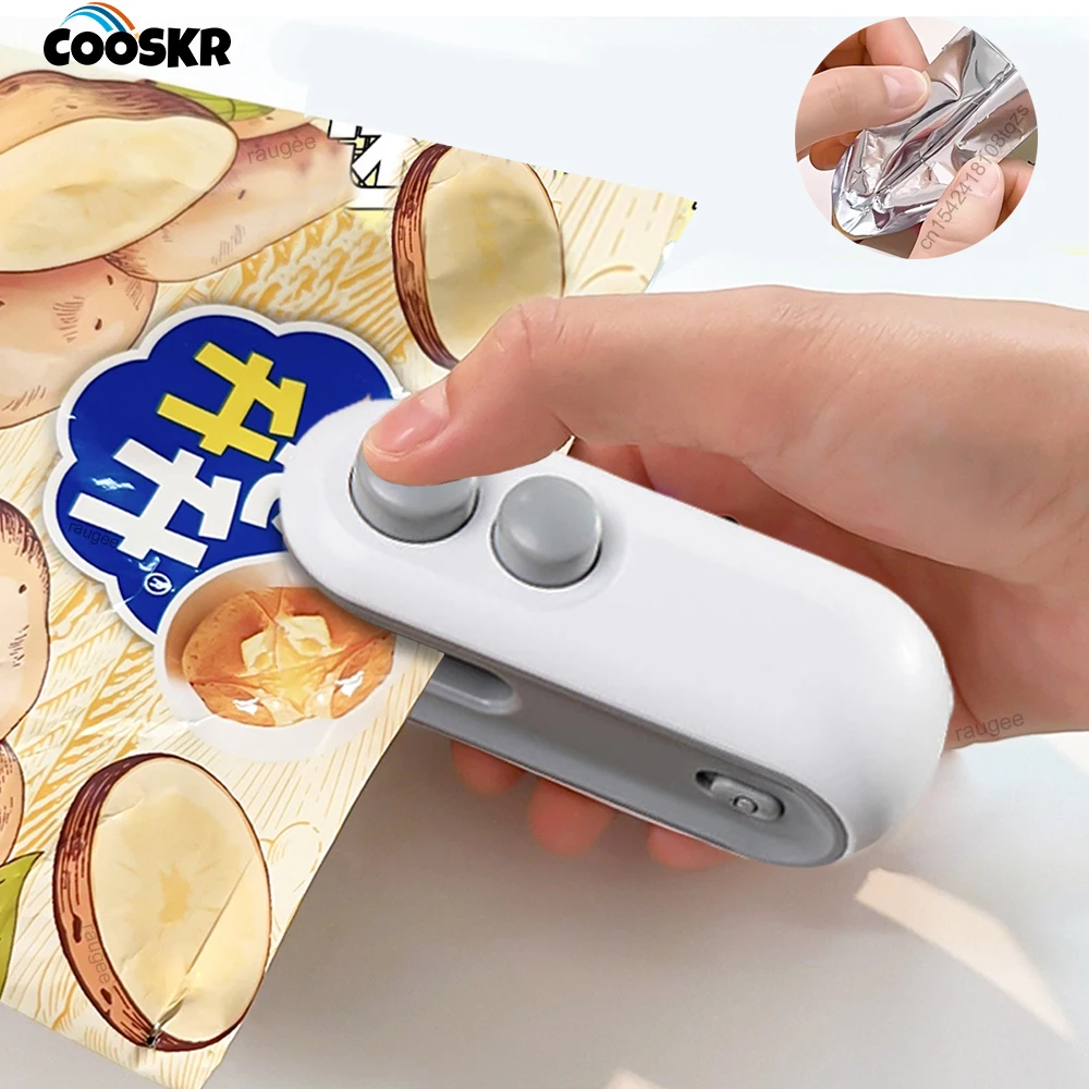 

2in1 Mini Heat Bag Sealing Machine Food Package Bag Heat Sealer Plastic Storage Bag Clip Bag Handheld Portable Small Heat Sealer
