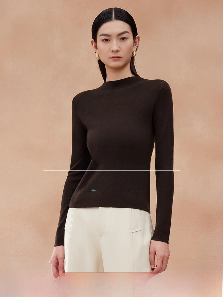 

Women's Woolen Knitted Sweater Small High Collar Base Layer Yarn Pure Color Casual Sle Thiened Autumn Winter Top