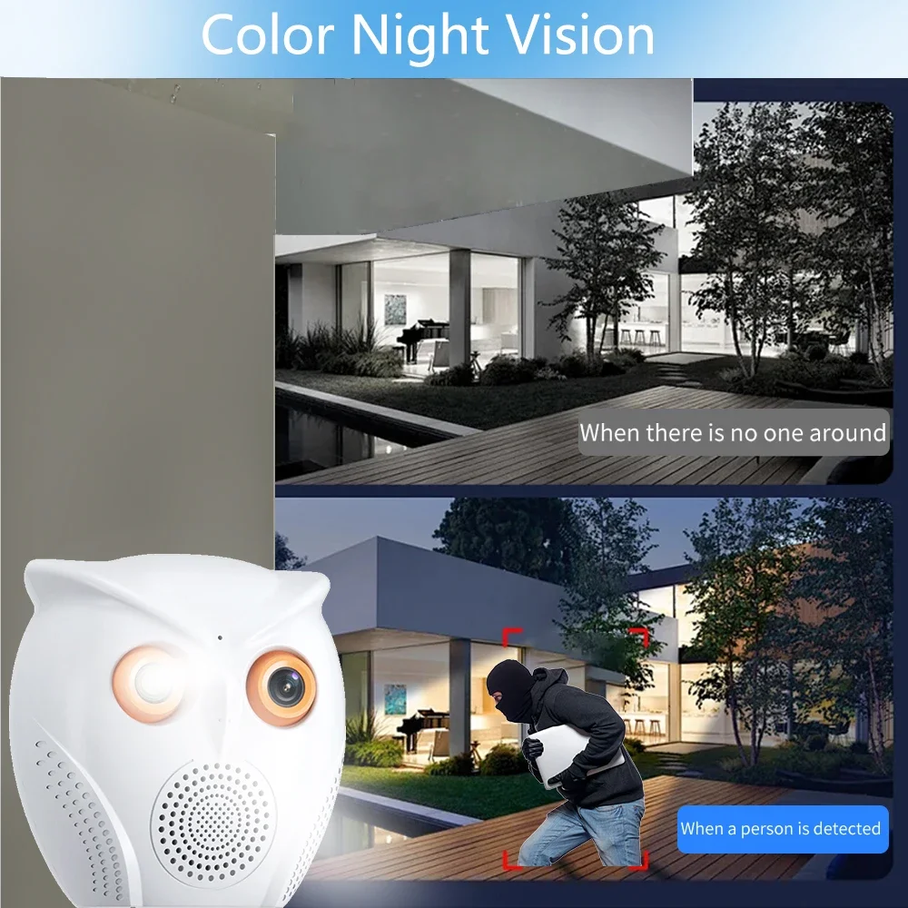 8CH ICSee WiFi Security Camera Smart Home 5MP Wireless IP Camera System Color Night Vision Smart Wi-Fi Baby Monitor Owl Shape