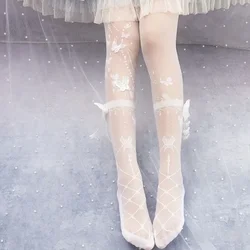 Butterfly at Night ~ Sweet Lolita Tights Sheer Wedding Pantyhose for Summer by Yidhra